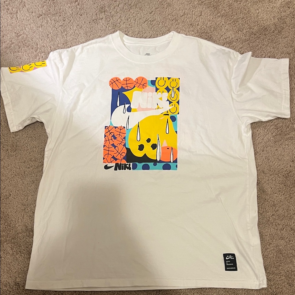Nike White Multicolor Graphic Men's Tee